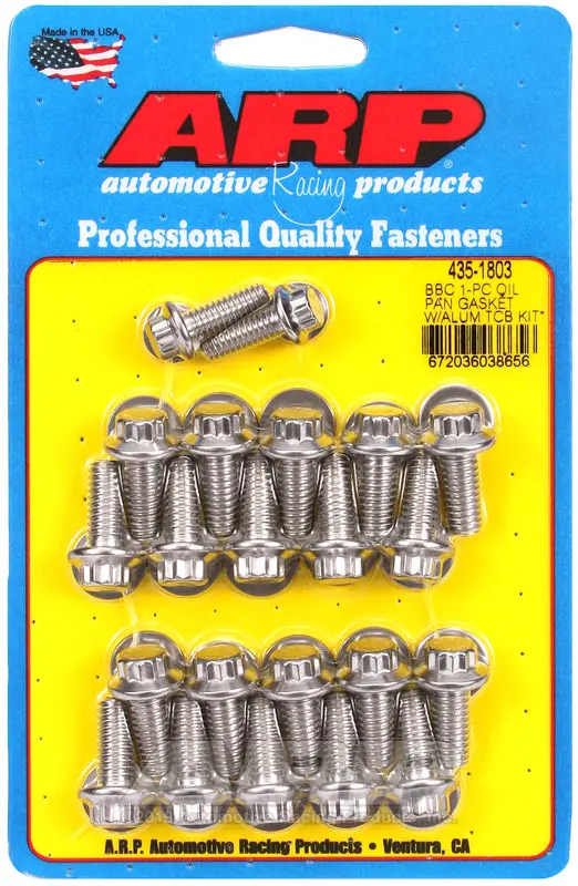 Arp Bb Chevy1-Pc Oil Pan Gasket W/ Alum Timing Cover 12Pt Bolt Kit 1