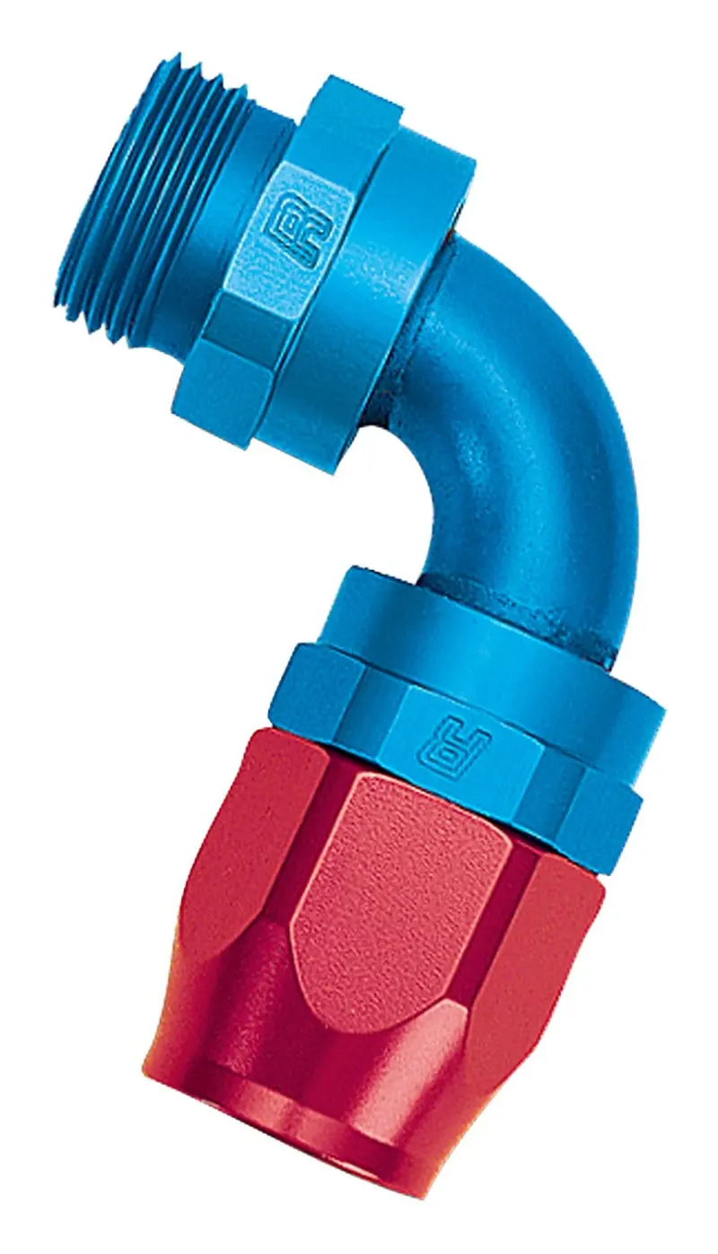 Russell Performance -10 An Red/Blue 90 Degree Swivel Dry Sump Hose End (-10 Port 7/8In-14 Thread) 1