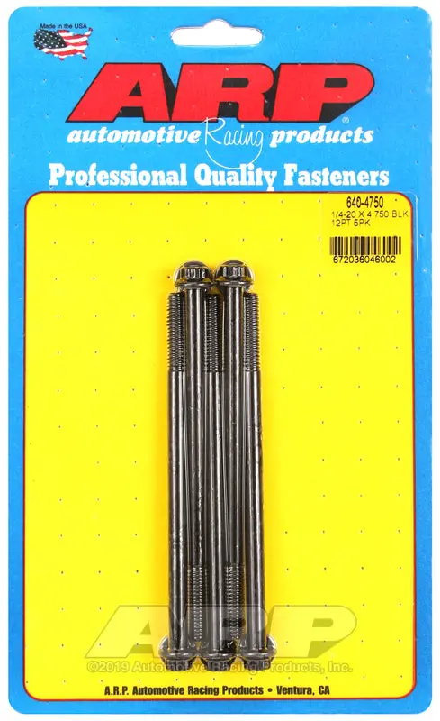 Arp 1/4-20 X 4.750 12Pt Black Oxide Bolts 1