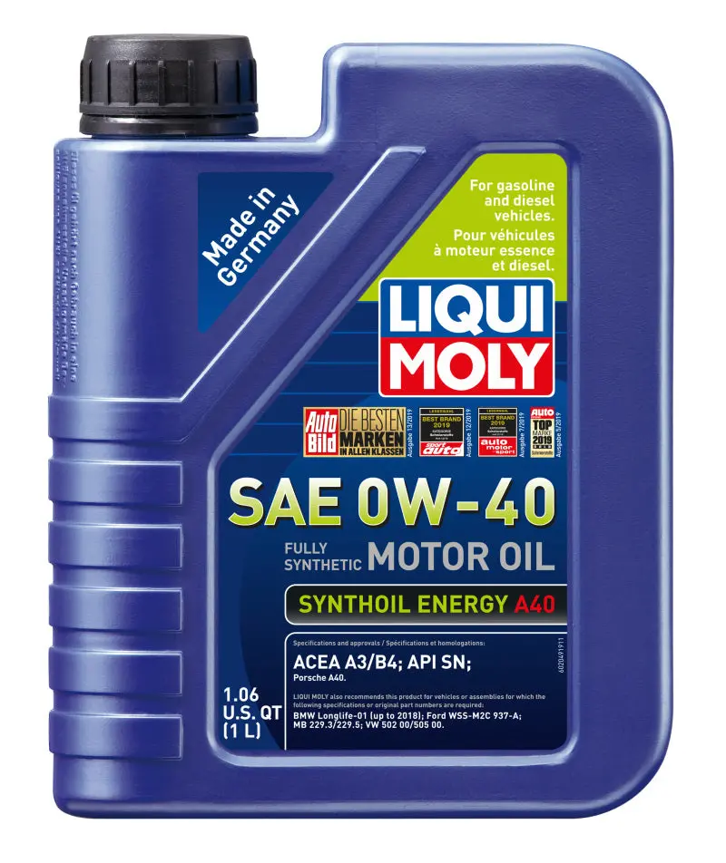 Liqui Moly 1L Synthoil Energy A40 Motor Oil Sae 0W40 1