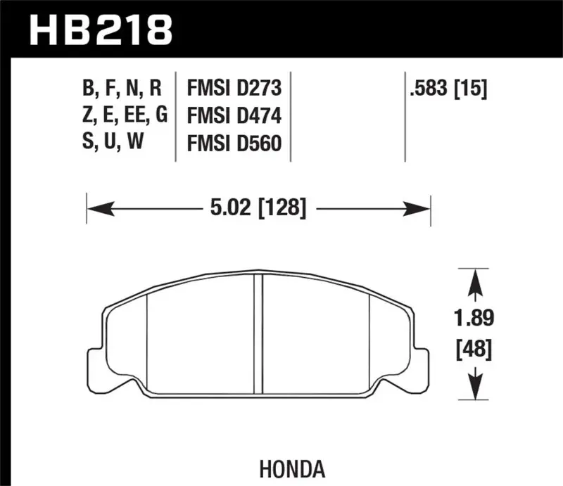Hawk 1985 Honda Accord 1.8L Base Organic Brakes Front Er-1 Brake Pads 1