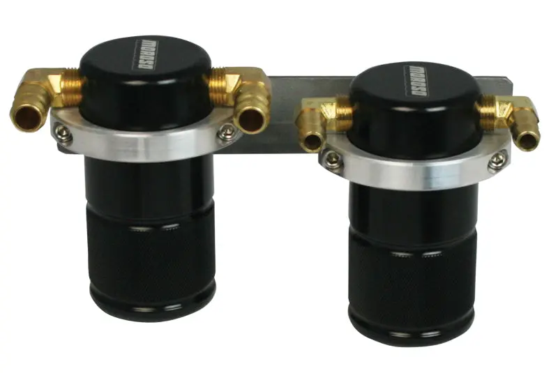 Moroso 04-07 Subaru Sti/06-07 Wrx Air/Oil Separator Catch Can - Small Body - Billet Aluminum - Black 1