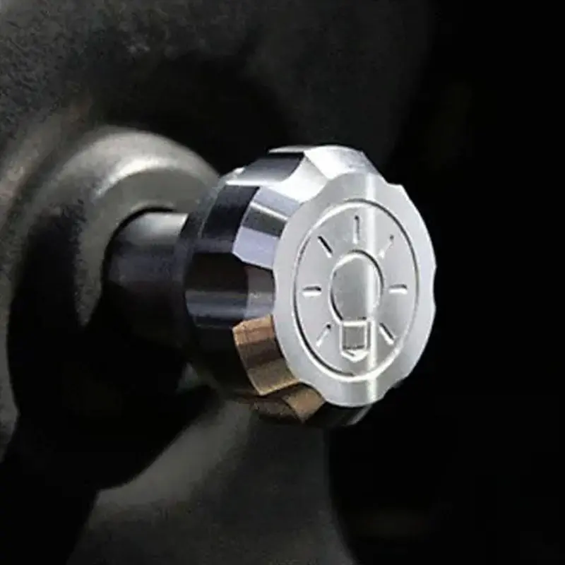 Upr 1994-2004 Ford Mustang Scalloped Headlight Knob W/Bulb Engraving - Chrome 1