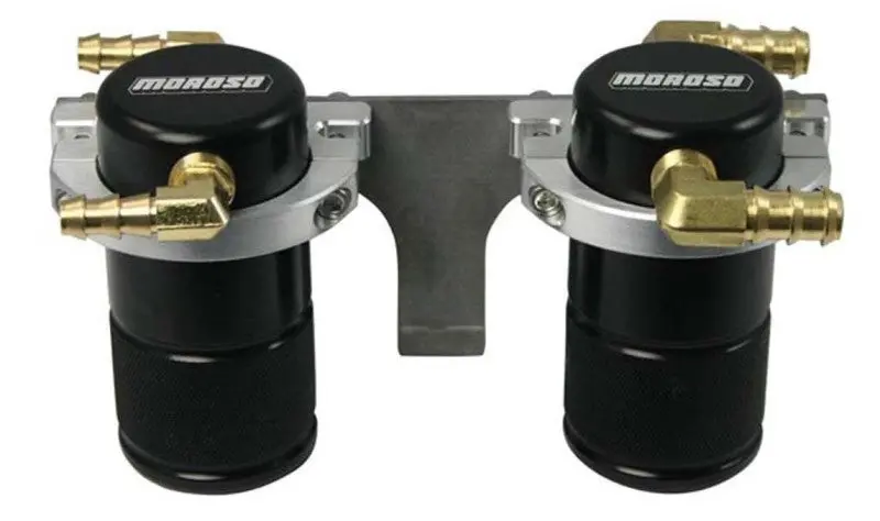 Moroso 08-14 Subaru Sti (W/Front Mount Intercooler) Air/Oil Separator Catch Can - Billet Alum -Black 1