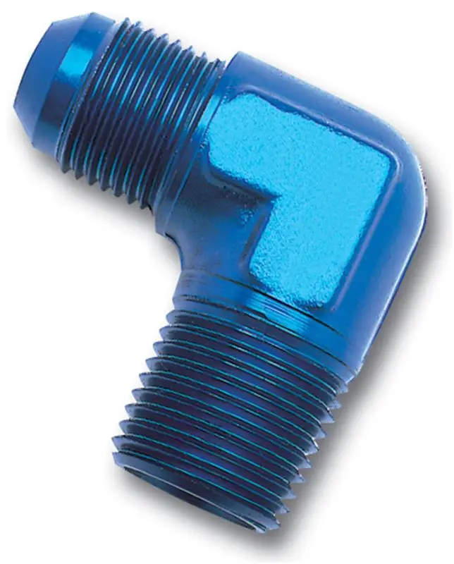Russell Performance -6 An To 3/8In Npt 90 Degree Flare To Pipe Adapter (Blue) 1