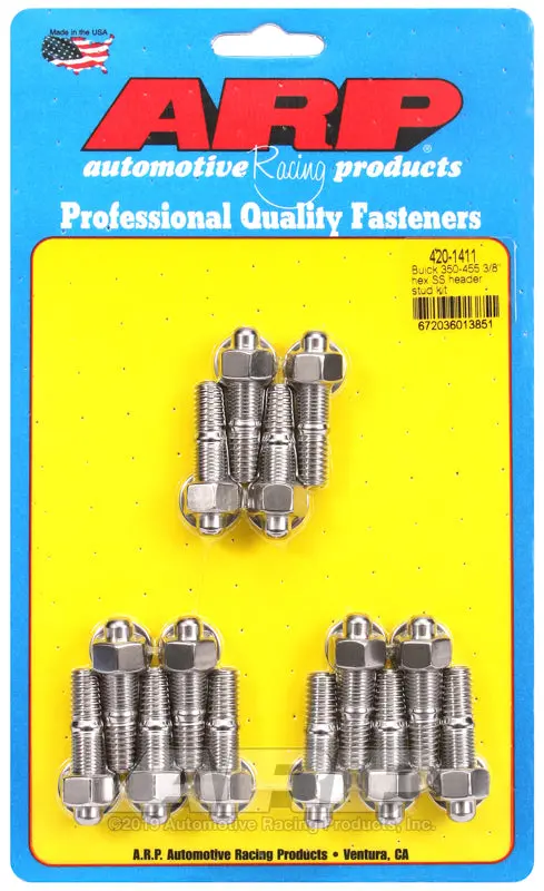 Arp Buick 350-455 3/8In Ss Hex Header Stud Kit 1