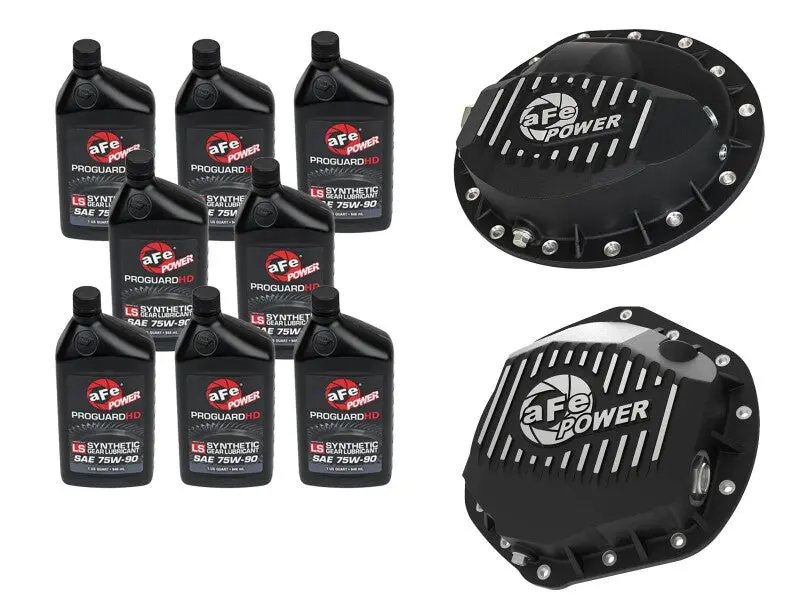Afe Power Front/Rear Diff Cover Kit W/ Oil 2003-2013 Dodge L6 Trucks (Aam 9.25-2014 & Aam 11.5-14) 1