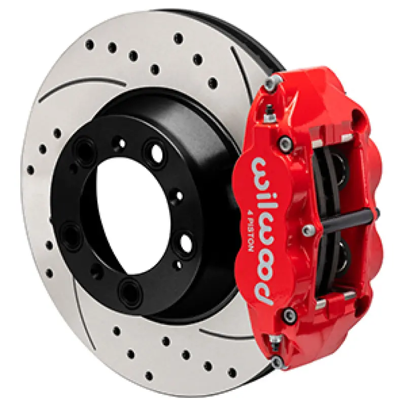 Wilwood 99-12 Porsche 911 (996/997) Superlite 4R Rear Brake Kit Drilled 14.00In Rotor W/Lines - Red 1