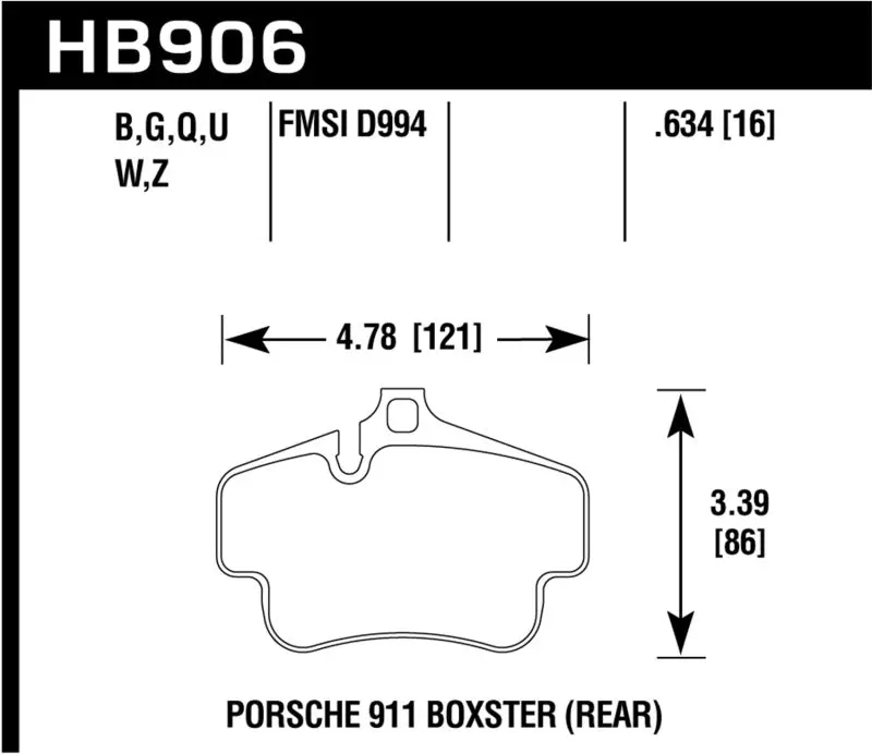 Hawk 2020 Porsche 718 Boxster 2.0L Base Ceramic Composite Brakes Rear Er-1 Brake Pads 1