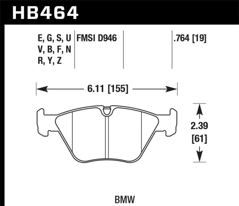 Hawk 01-05 Bmw 330Ci 3.0L Base Front Er-1 Brake Pads 1