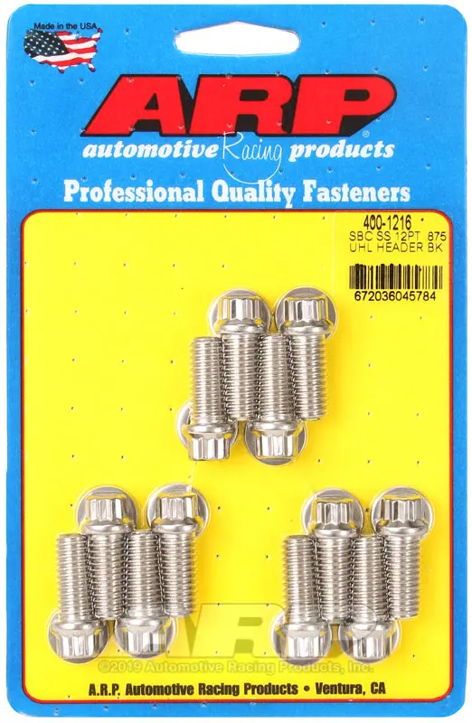 Arp Chevrolet Small Block Ss 12Pt .875In Uhl Header Bolt Kit - Polished 1