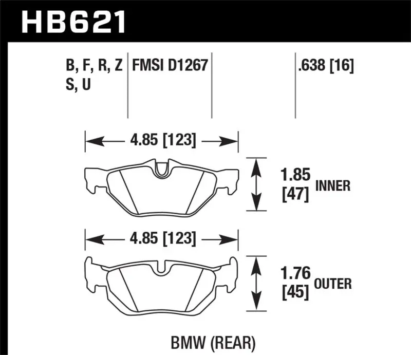 Hawk 2011 Bmw 125I Rear Er-1 Brake Pads 1
