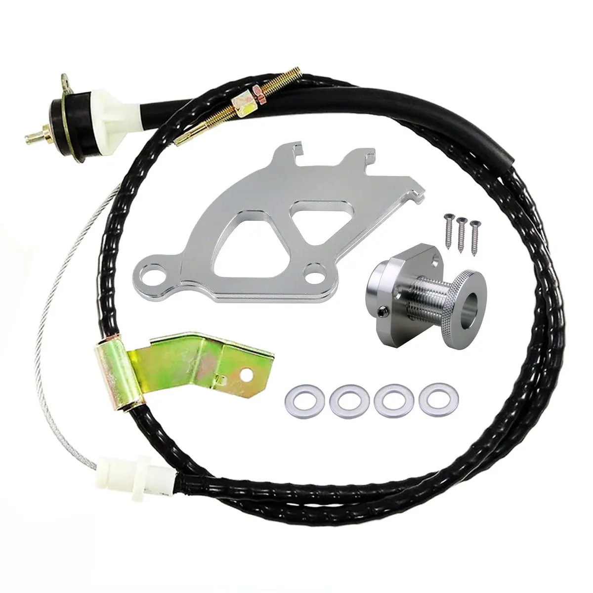 Upr 1979-1995 Ford Mustang Triple Quadrant, Quick Click Firewall Adjustable & Clutch Cable - Silver 1