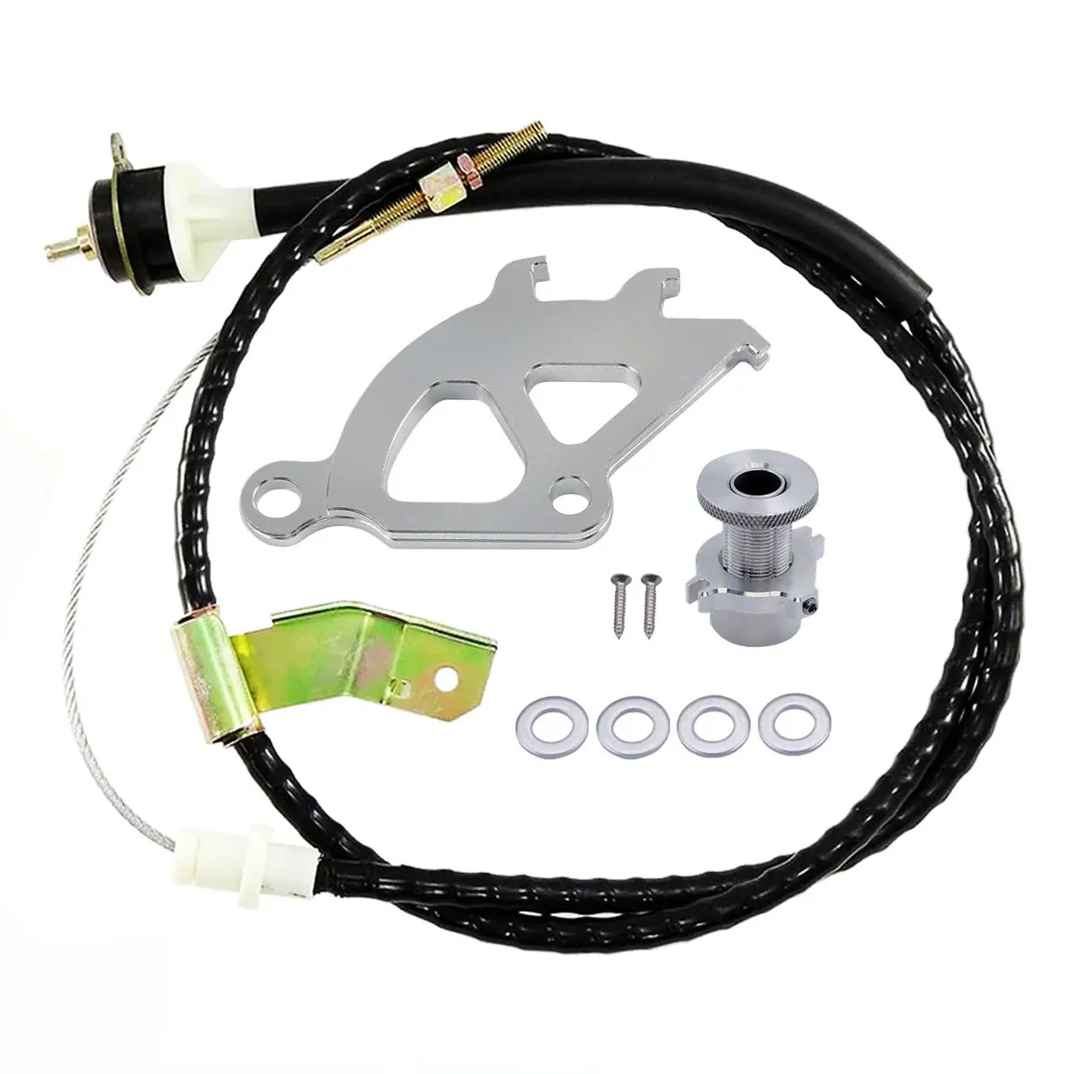 Upr 1979-1995 Ford Mustang Triple Quadrant, Micro Click Firewall Adjustable & Clutch Cable - Silver 1