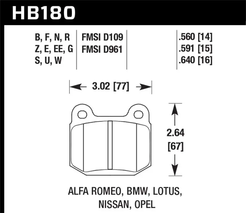 Hawk 04-09 Infiniti G35 3.5L Base Brembo Brakes Oe Incl.Shims Rear Er-1 Brake Pads 1
