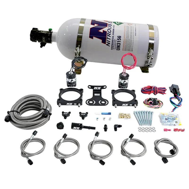 Nitrous Express 2024+ Ford Mustang 5.0L Dual Throttle Body Plate System W/15Lb Bottle 1