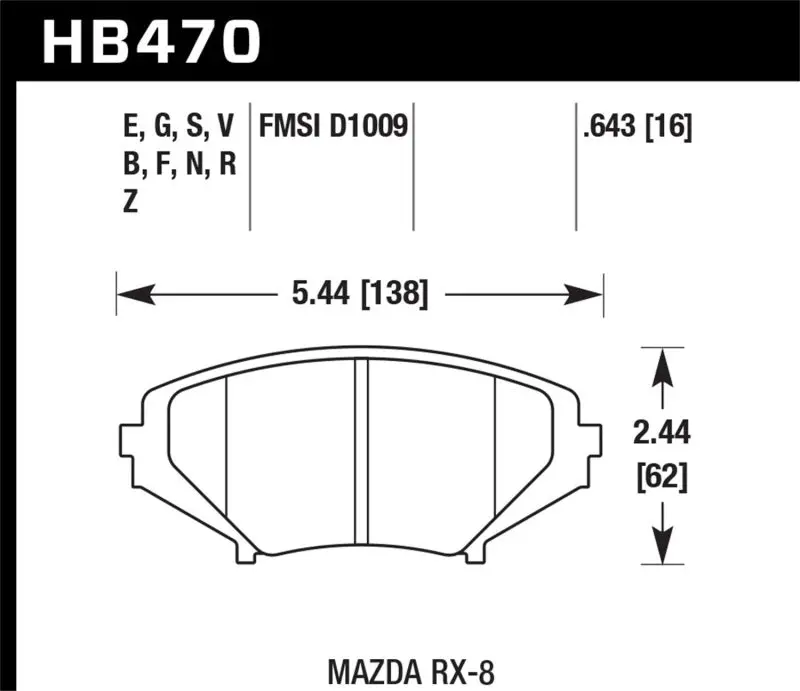 Hawk 05-11 Mazda Rx-8 1.3L 40Th Anniversary Edition Front Er-1 Brake Pads 1