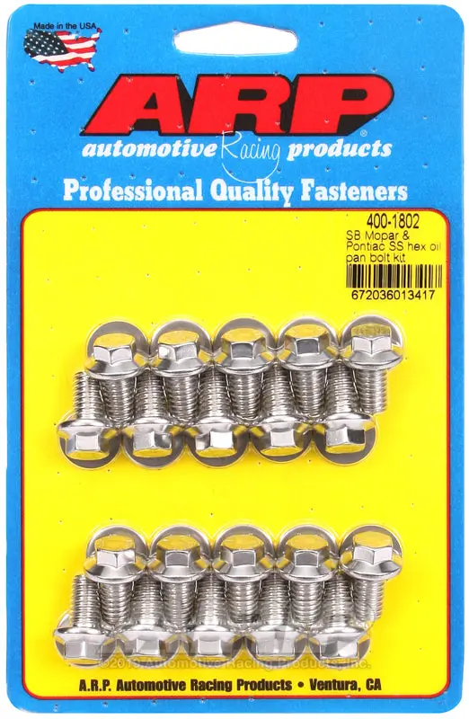 Arp Sb Mopar And Pontiac Ss Hex Oil Pan Bolt Kit 1