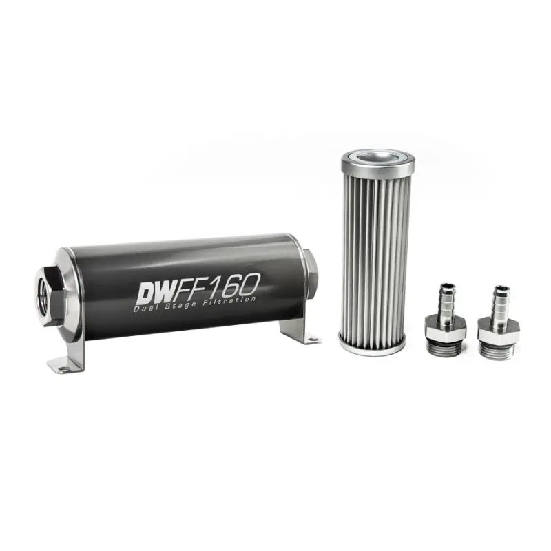 Deatschwerks Stainless Steel 3/8In 5 Micron Universal Inline Fuel Filter Housing Kit (160Mm) 1
