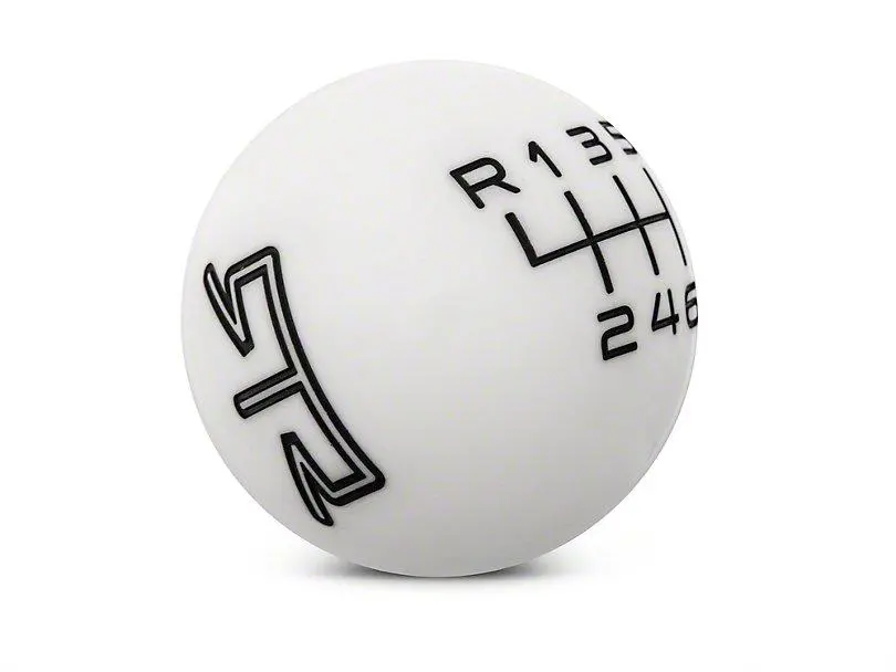 Rtr White Shift Knob - Black Engraving - 2015-2023 Ford Mustang Gt, Ford Mustang Ecoboost, Ford Mustang V6 1