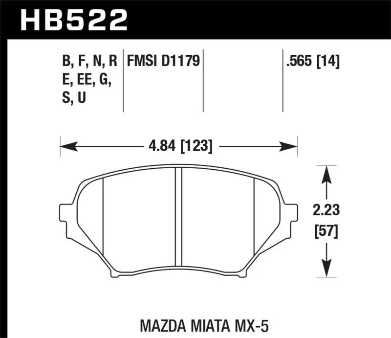 Hawk 2015 Mazda Mx-5 Miata 2.0L 25Th Anniversary Edition Oe Incl.Clips Front Er-1 Brake Pads 1
