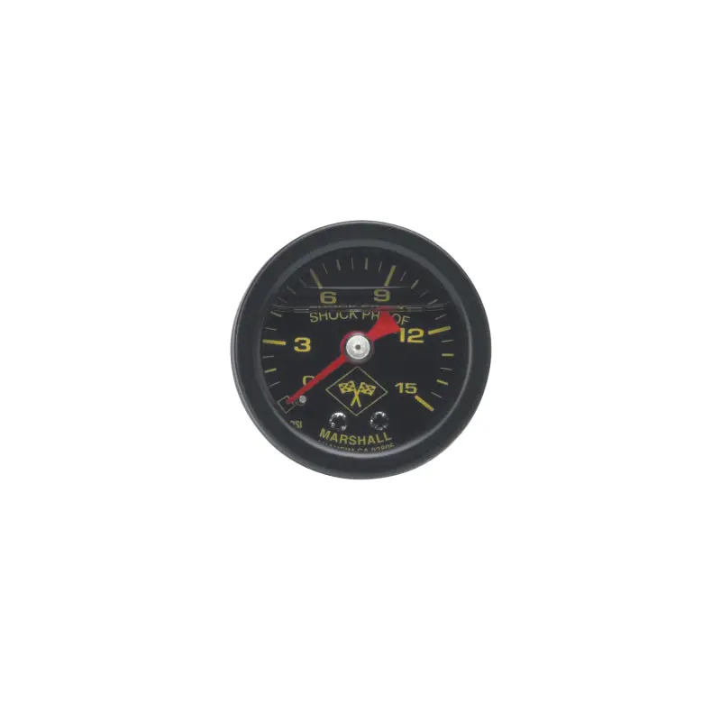 Russell Performance 15 Psi Fuel Pressure Gauge Black Face And Case (Liquid-Filled) 1