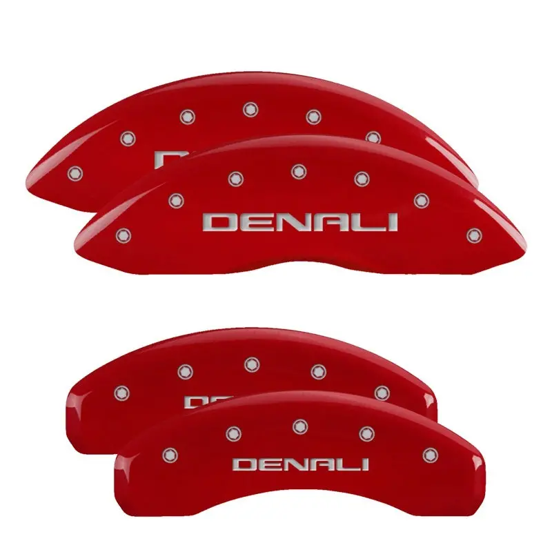 Mgp 4 Caliper Covers Engraved Front & Rear Denali Red Finish Silver Char 2019 Gmc Sierra 1500 1