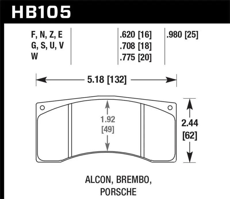 Hawk Performance Porsche Alcon/Brembo Er-1 Motorsport Brake Pads 1