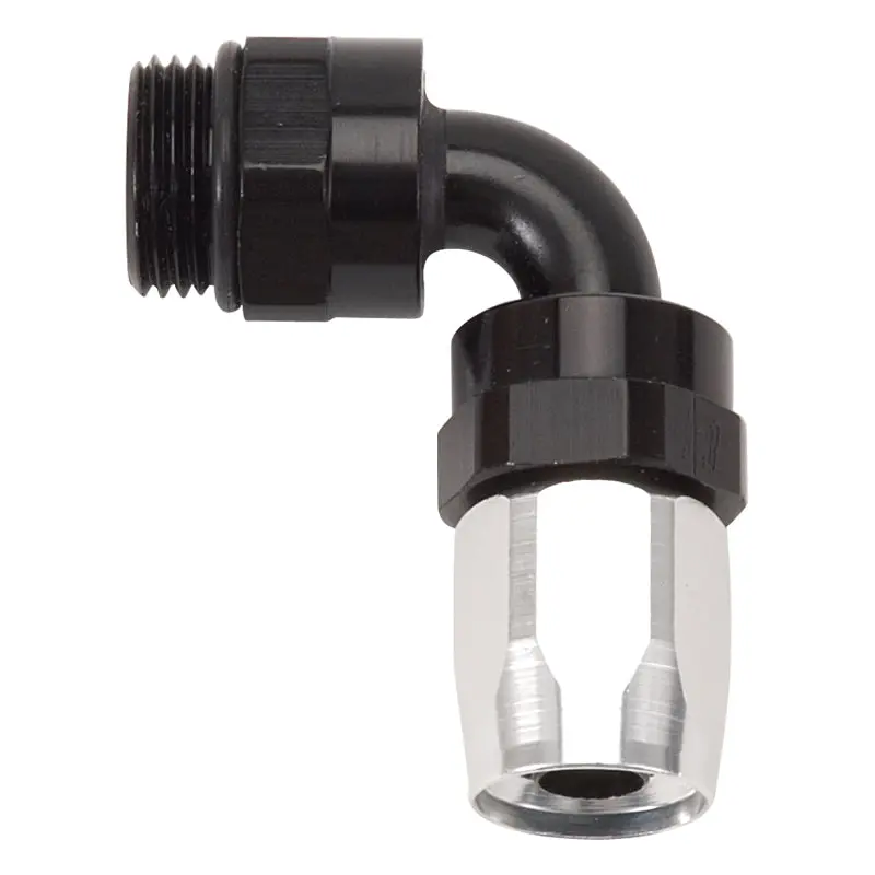 Russell Performance Swivel Hose End Assy #10 An Male Sae Port To #8 Hose 90 Deg Clr/Blk Anodized 1