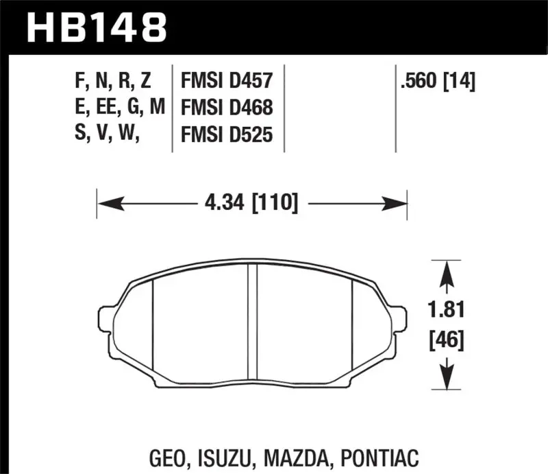 Hawk 90-93 Mazda Miata 1.6L Base Front Er-1 Brake Pads 1
