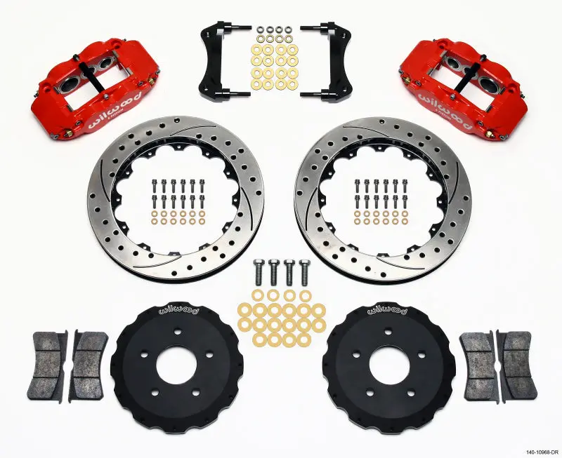 Wilwood Narrow Superlite 6R Front Hat Kit 13.06In Drilled Red Backdraft Ford Mustang Cobra (Bmw E36 Based) 1