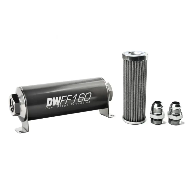 Deatschwerks Stainless Steel 10An 100 Micron Universal Inline Fuel Filter Housing Kit (160Mm) 1