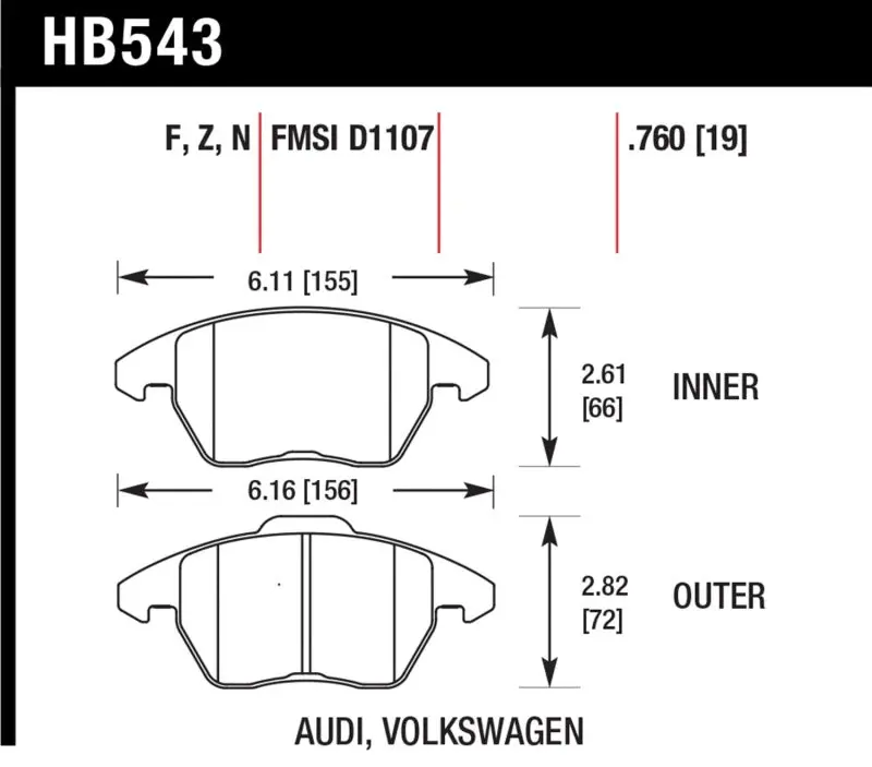 Hawk 06-11 Audi A3 2.0L Base Front Er-1 Brake Pads 1