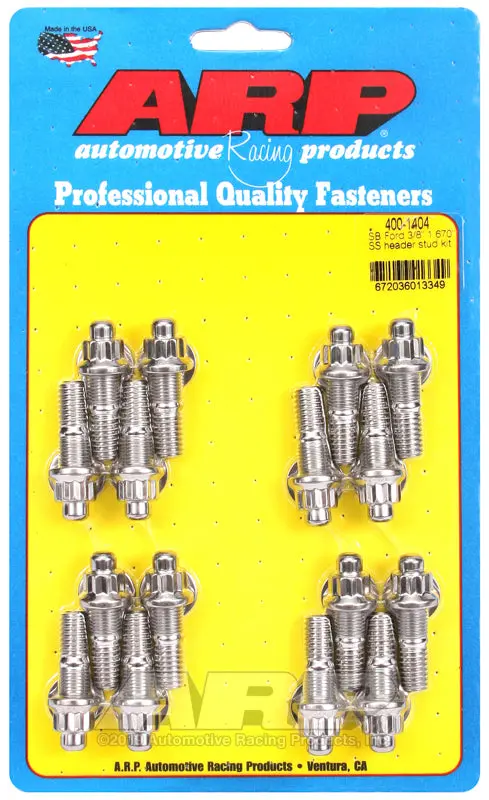 Arp Sb Ford 3/8 X 1.670 Ss Header Stud Kit 1