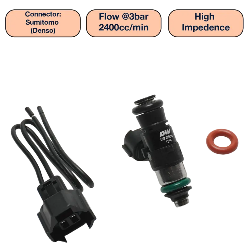 Deatschwerks Universal 2400Cc Single Fuel Injector / 34Mm Length / 14Mm O-Ring Seals 1