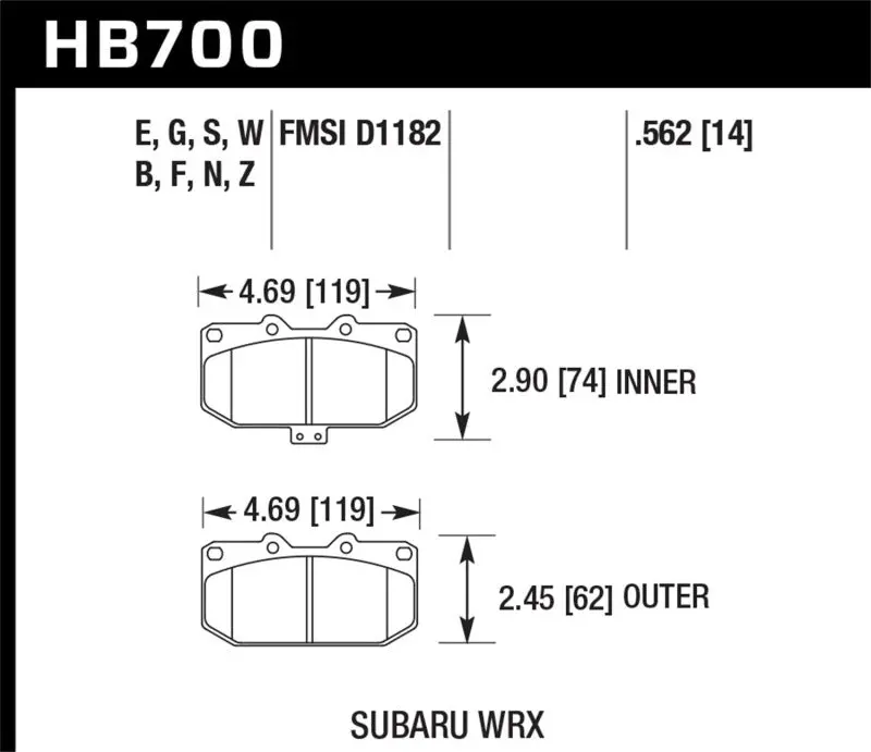 Hawk 06-07 Subaru Impreza Wrx Front Er-1 Brake Pads 1