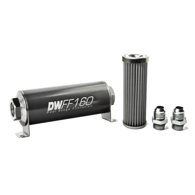 Deatschwerks Stainless Steel 10An 40 Micron Universal Inline Fuel Filter Housing Kit (160Mm) 1
