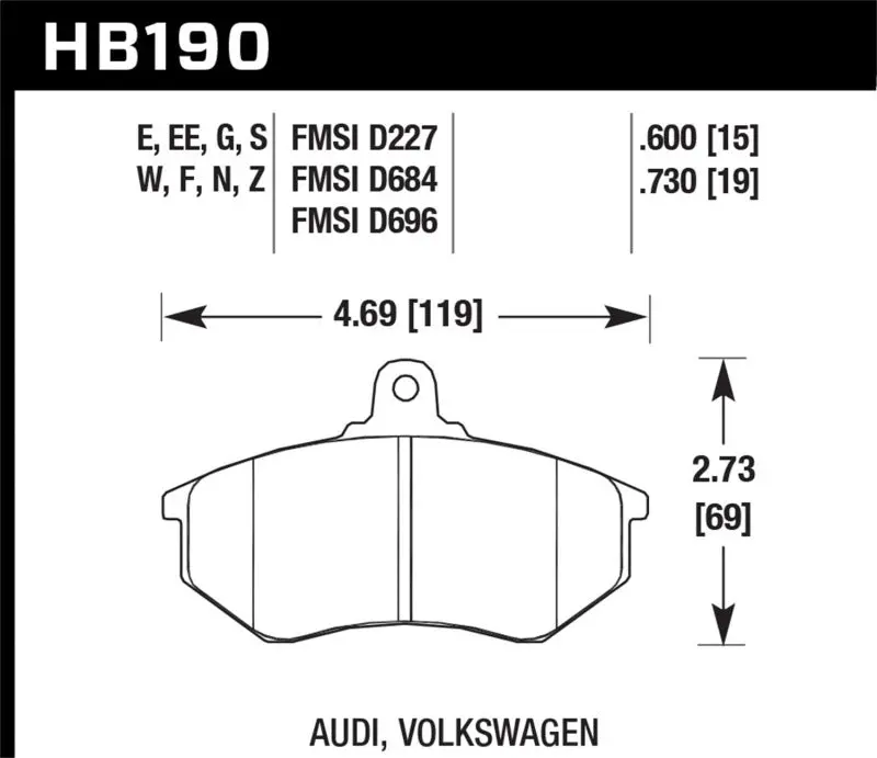 Hawk 1985 Audi 4000 1.8L S 256Mm Rotors Front Er-1 Brake Pads 1