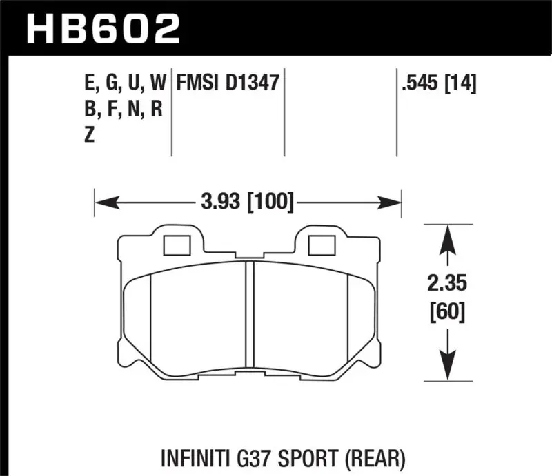 Hawk 14-19 Infiniti Q50 Rear Er-1 Brake Pads 1