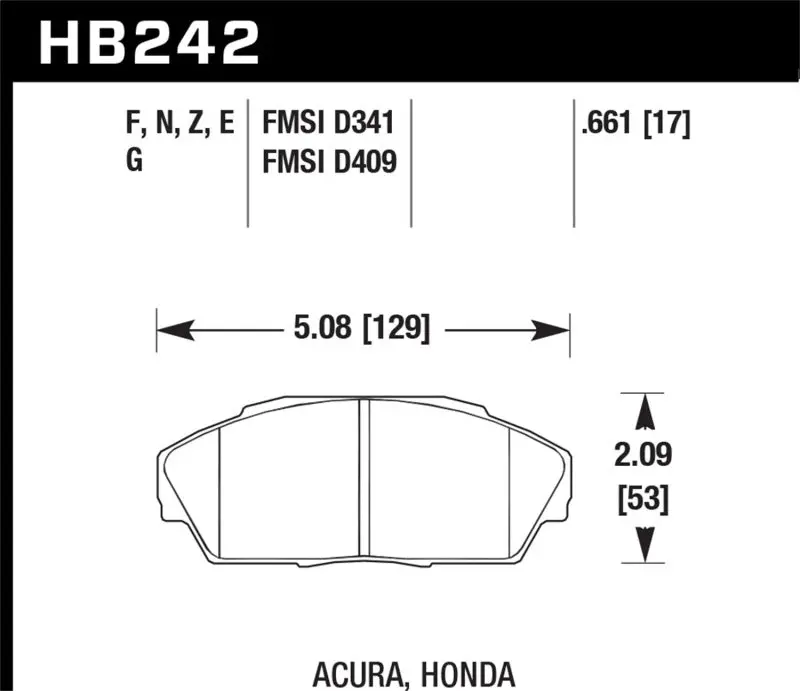 Hawk 92-93 Acura Integra 1.6L Ex Front Er-1 Brake Pads 1