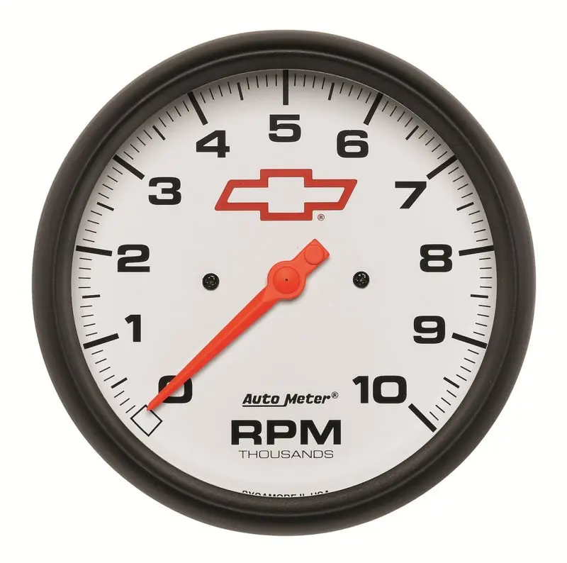 Autometer Gm Bowtie White 5In 10000 Rpm In-Dash Electronic Tachometer 1
