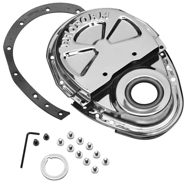 Proform - Engine Timing Chain Cover Chrome Steel Two-Piece Style Fits Small Block Chevy 1
