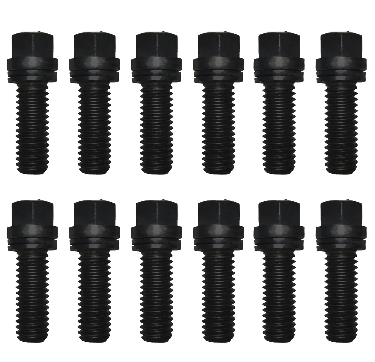 Proform - Wedge-Locking Header Bolts Hex Head 3/8 Diameter X 1In. Black Oxide 12 Pcs 1