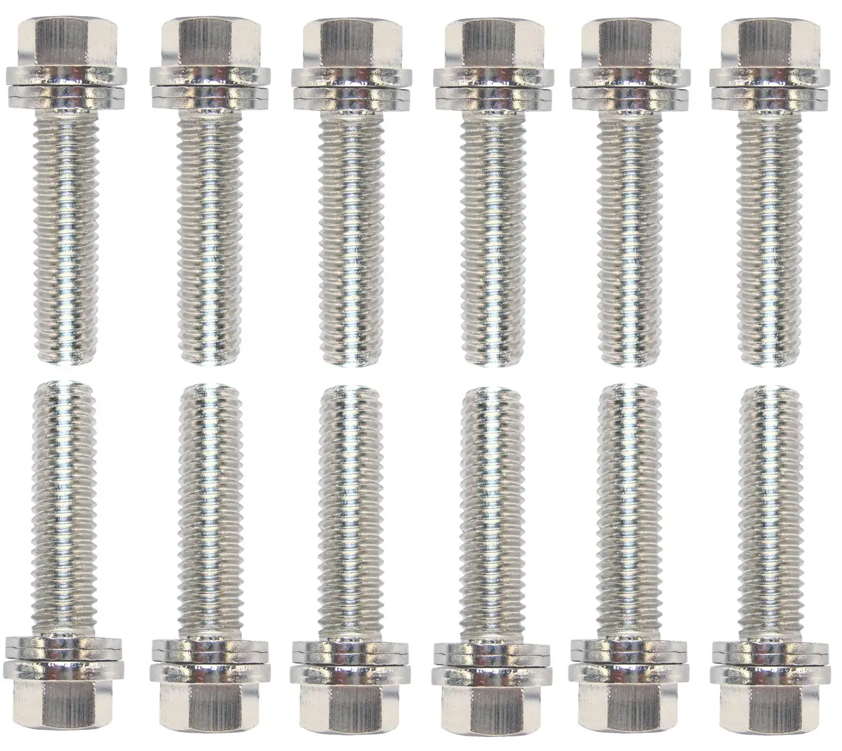 Proform - Wedge-Locking Header Bolts Hex Head M8 X 1.18 1In. Chevy Ls Nickel Plated 12 Pcs 1