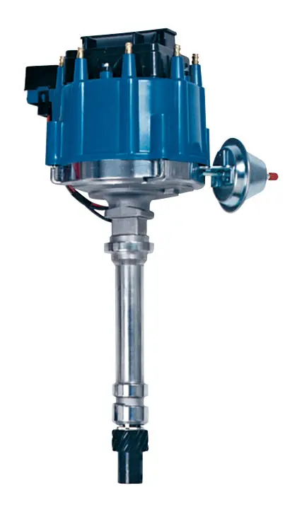 Proform - Hei Distributor Racing Type W/Vacuum Advance Blue Cap Polished For Chevy V8 Engines Clamshell Pack 1