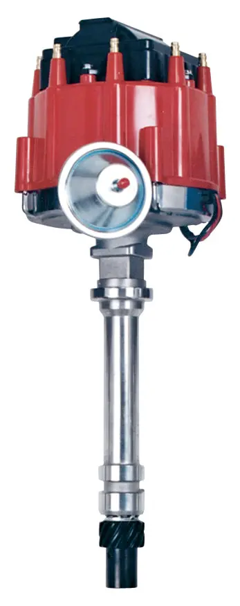 Proform - Hei Distributor Racing Type W/Vacuum Advance Red Cap Polished For Chevy V8 Engines Clamshell Pack 1