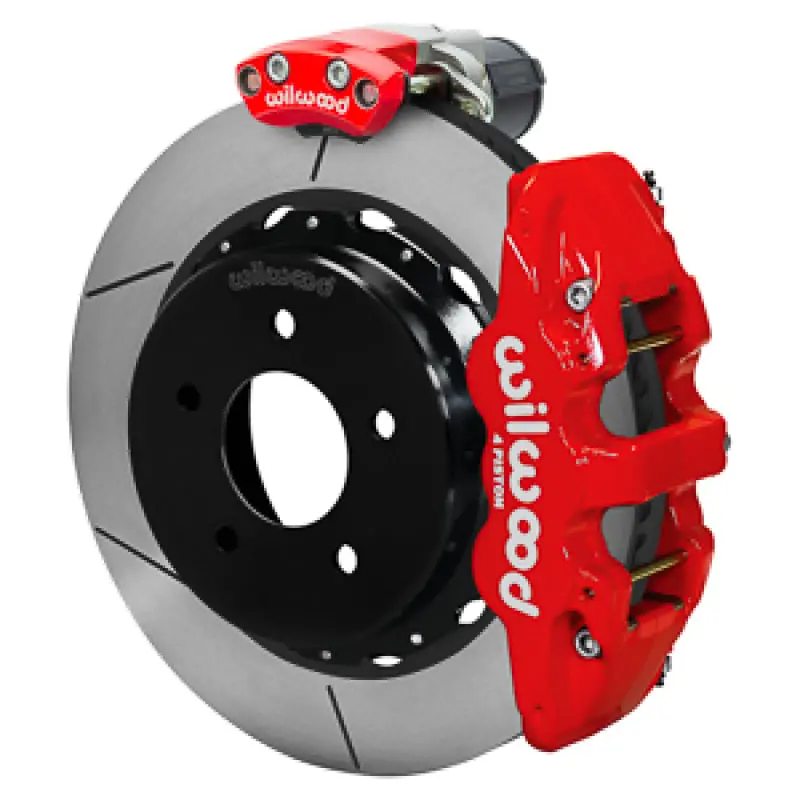 Wilwood 1988-1998 Gmc C1500 Aero4 Rear Electronic Parking Brake Kit 14In Brake Rotor 3.25In Offset - Red 1