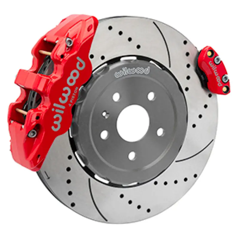 Wilwood 20-23 Chevy Corvette C8 Aero4 Red Rear Big Brake Kit - Drilled & Slotted 1