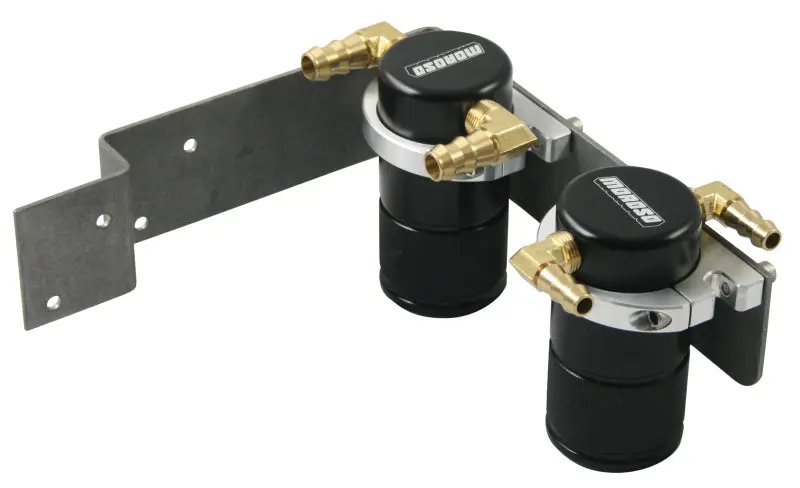 Moroso 08-14 Subaru Sti (W/Top Mount Intercooler) Air/Oil Separator Catch Can - Billet Alum - Black 1
