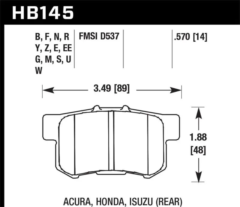Hawk Honda/Acura/Suzuki Er-1 Endurance Racing Brake Pads (Track Only) 1